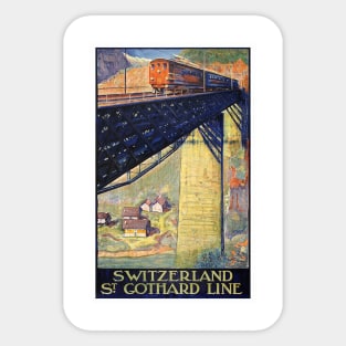 Vintage Travel Poster Switzerland St. Gothard Line Sticker